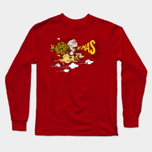 christmas santa claus x-mas deer Long Sleeve T-Shirt